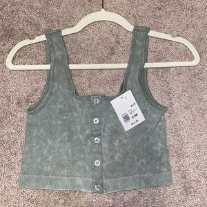 Forever 21 green cropped ribbed tank